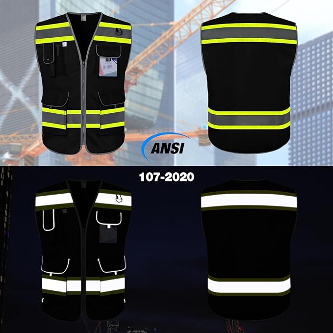 TCCFCCT Work Vest for Men Women 9 Pockets High Visibility Safety Vest - Image 2