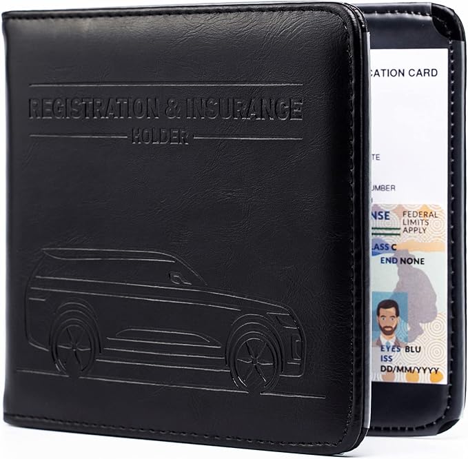 CANOPUS Car Registration and Insurance Holder, Magnetic Closure, Embossed Card by CANOPUS