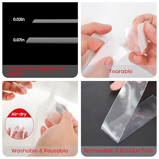 ADHES Double Sided Tape Heavy Duty, 1.18in x 16.4ft, Nano Tape, Reusable and - Image 5