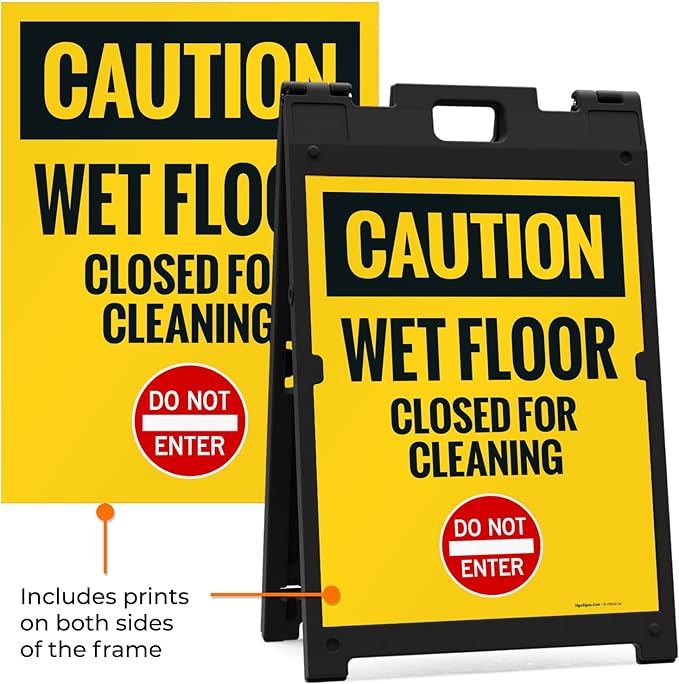 Caution Wet Floor Closed For Cleaning Do Not Enter Sidewalk Sign Kit, 18x24 - Image 6