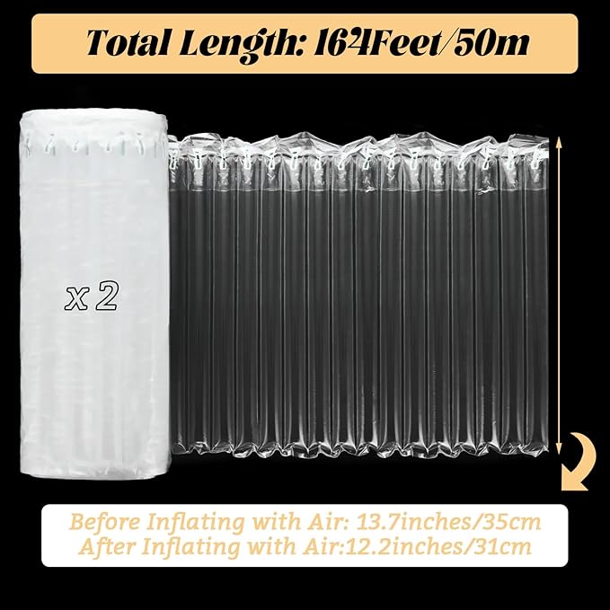 2PCS 13.7 Inch x 164 Feet Bubble Cushioning Wrap Roll, Large Bubble Air Bubbles - Image 2