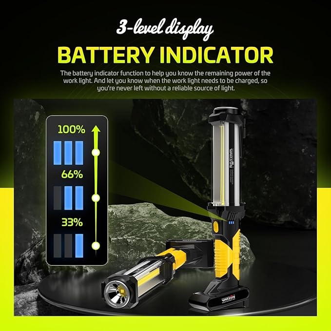 ​​WARSUN Rechargeable COB LED Work Light-Magnetic Hands-Free Trouble Light - Image 6