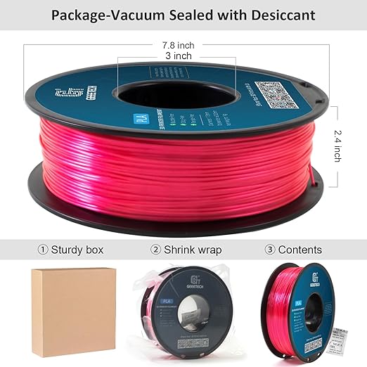 Geeetech Silk PLA Filament 1.75mm, Metal-Like Shiny Silk Rose Pink 3D Filament - Image 7