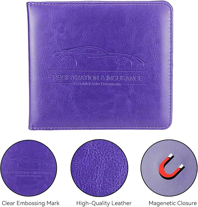 Car Registration and Insurance Holder, Premium Pu Leather Vehicle Glove Box - Image 3