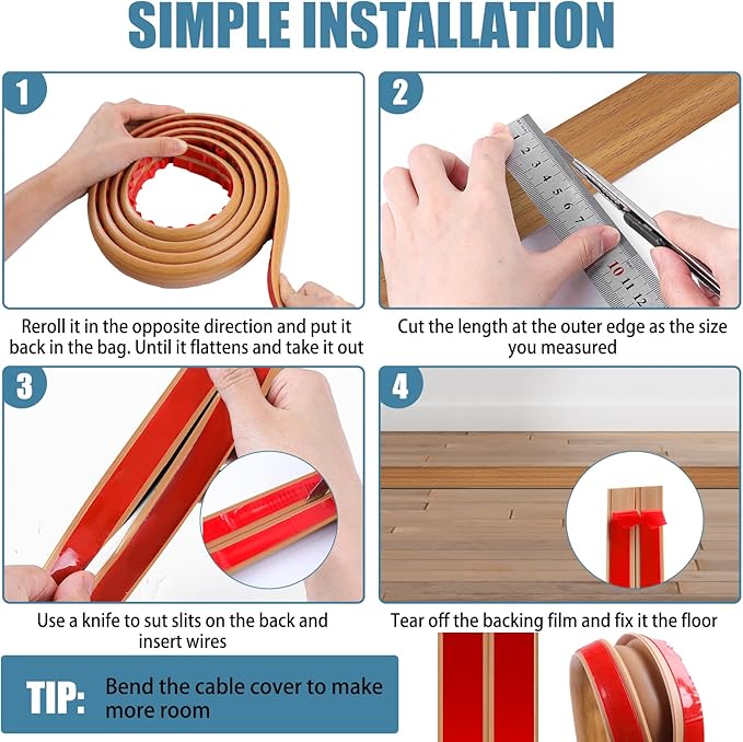 Floor Cord Covers for Wires 10FT Cable Hider Wire Cover Self Adhesive Cord - Image 5