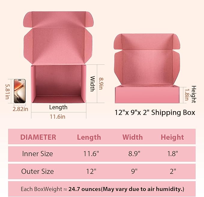 12x9x2 inches Shipping Boxes Set of 25, Small Corrugated Cardboard Box - Image 3