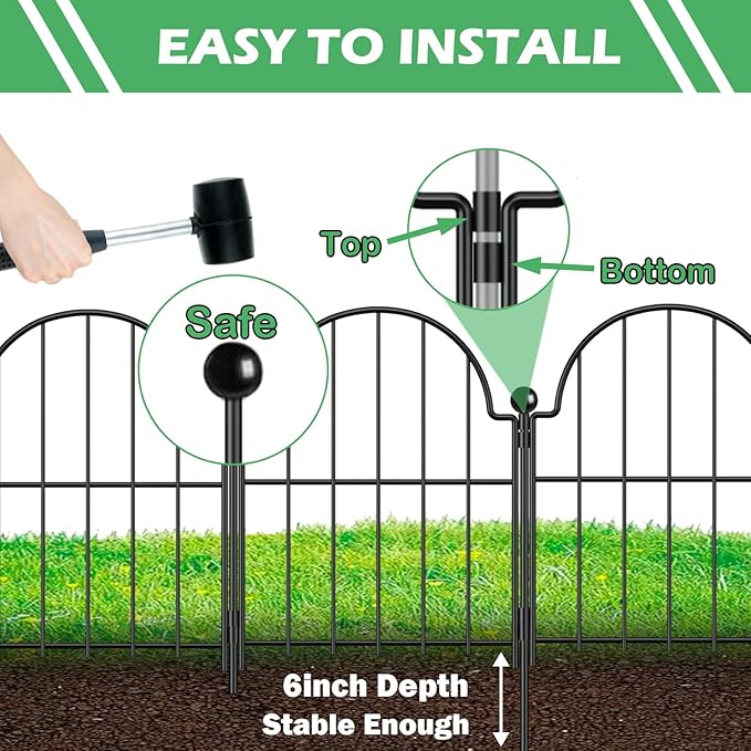 Garden Fence, 22 in x 21 ft Arched Rustproof Metal No Dig Fence Garden Fence - Image 3