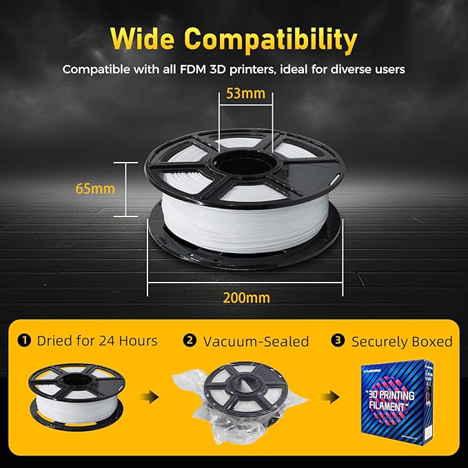 FLASHFORGE Rapid PETG Filament 1.75mm White, Max 600mm/s High Speed Printing - Image 6
