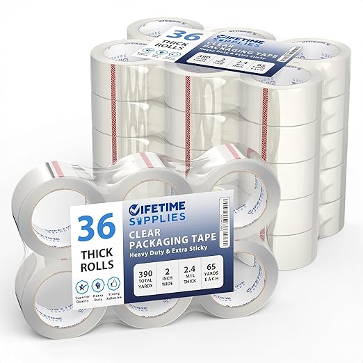 36 Rolls Clear Premium Packing Tape, 65 Yards, 2.2 mil, Heavy Duty Packaging by TopSellingProducts