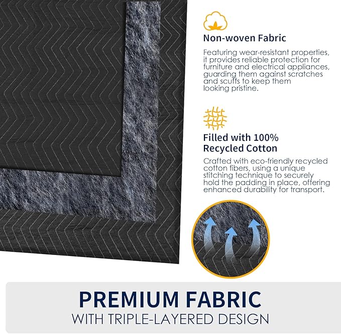 Moving Blankets Heavy Duty 12 Pack 72" x 80", Large Thick Quilted Furniture - Image 4