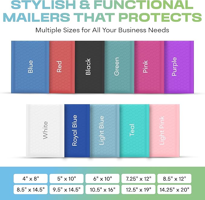 White Poly Bubble Mailers 8.5x14.5 inch #3 | Self Seal Padded Envelopes | - Image 8