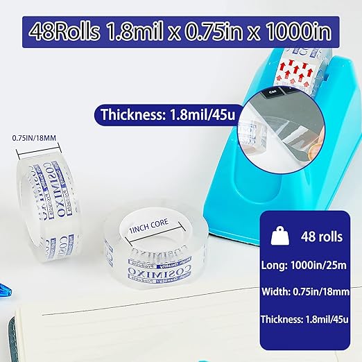 COSIMIXO 48Rolls Crystal Clear Tape Refills - Image 2