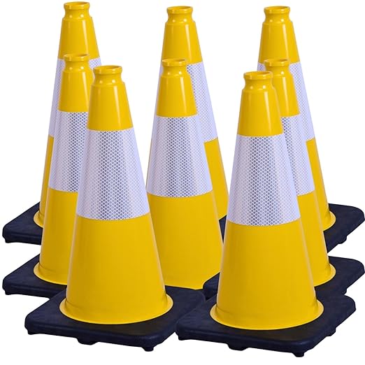 BESEA 8Pack 18 Inch Yellow Traffic Cones by BeSea