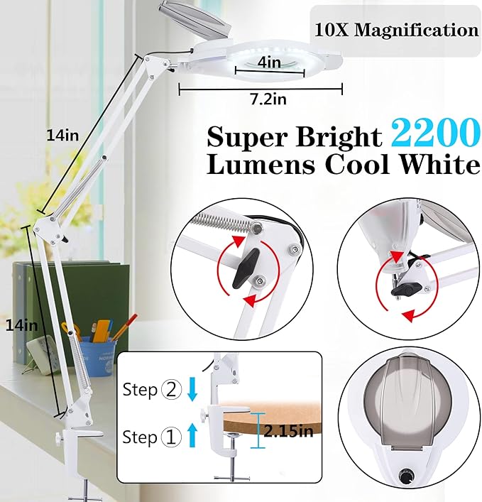 KIRKAS 10X LED Magnifying Lamp - Image 4