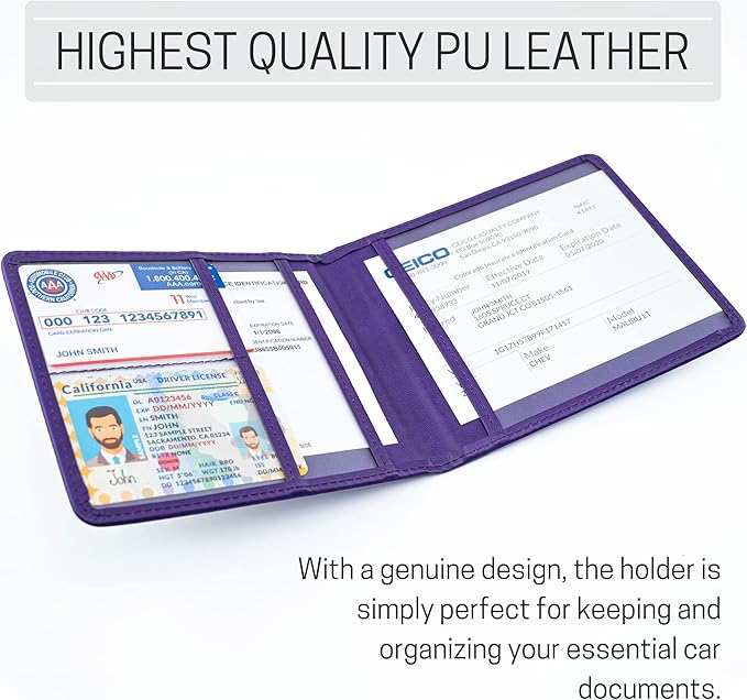 CANOPUS Car Registration and Insurance Holder, PU Leather Card Holder, Vehicle - Image 2