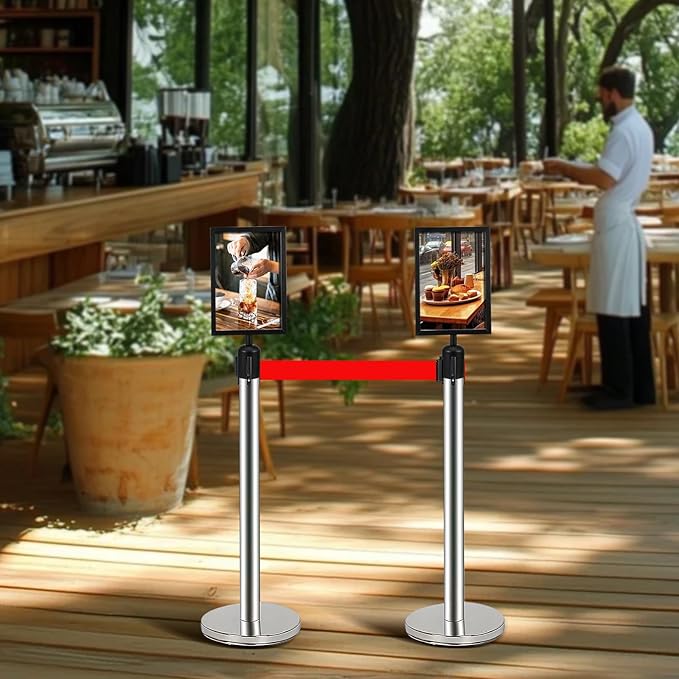 VICASKY Stanchion Sign Holder Queue Barrier Crowd Control Barriers Retractable - Image 2