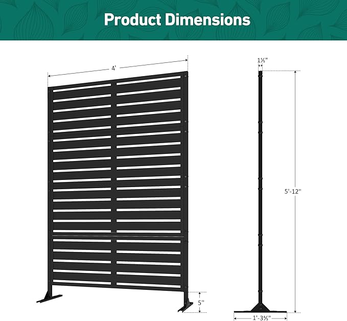 Modern Shade Metal Privacy Screen 72" H x 48" W, Freestanding Decorative - Image 3