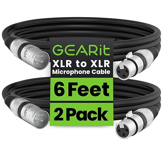 GEARit XLR Male to Female Microphone Cable 3-Pin Balanced Shielded Mixer by GEARit