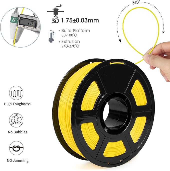 iSANMATE ASA Filament 1.75mm Yellow 1KG, UV & Weather Resistant 3D Printer - Image 2