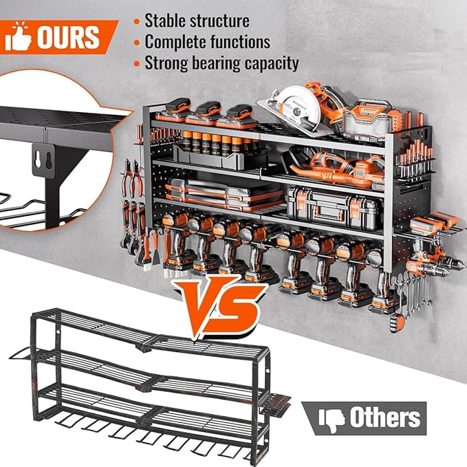33" W Power Tool Organizer Wall Mount, 4-Layer Heavy Duty Tool Storage - Image 5