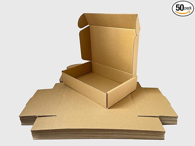 7x5x2 Inch Set of 50 Pack Brown Corrugated Shipping Boxes by rongyangtong