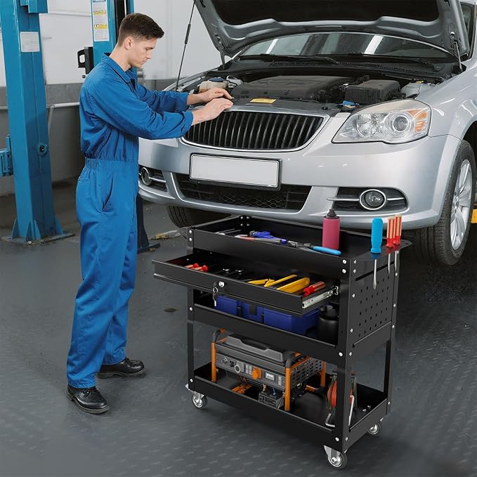 3 Tier Rolling Tool Cart on Wheels, 450 LBS Capacity Tool Cart - Image 8