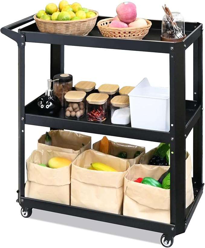 3 Tier Metal Utility Rolling Cart by ToolCart