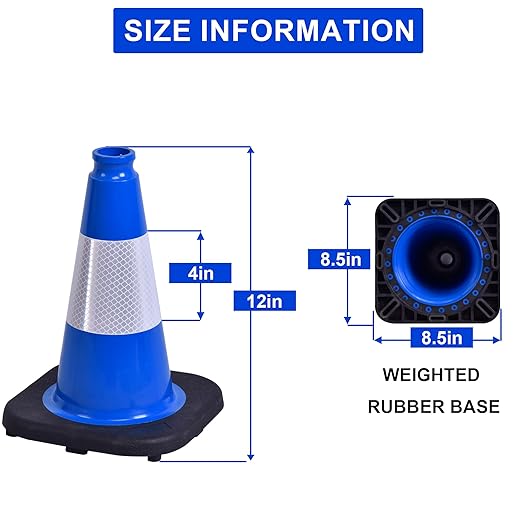 OrangeStar 12" Traffic Cones 4-Pack Blue Safety Cones - Image 7