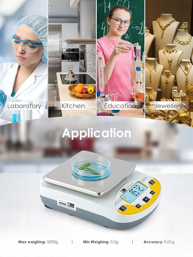 CGOLDENWALL Precision Lab Scale 5000gX0.01g Analytical Electronic Balance - Image 8