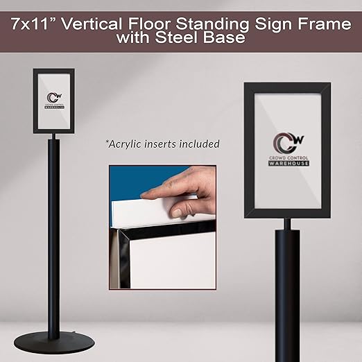 Floor Standing Sign Frame with Steel Low Profile Base, 7 inches by 11 inches - Image 6