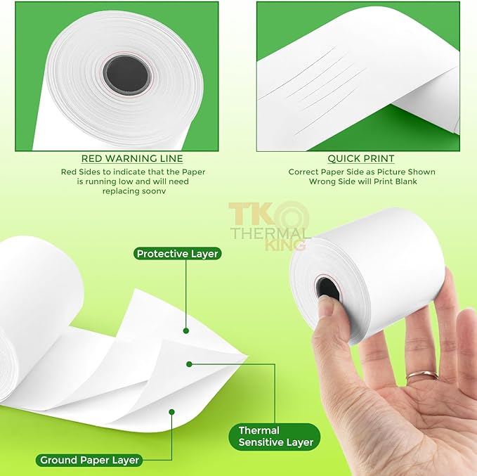 2 1/4" x 150' Thermal Paper, Adding Machine/Calculator POS Receipt paper - Image 4