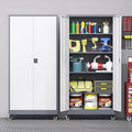 Metal Storage Cabinet with Wheels, Tall Garage Storage Cabinet with 4 by LISSIMO
