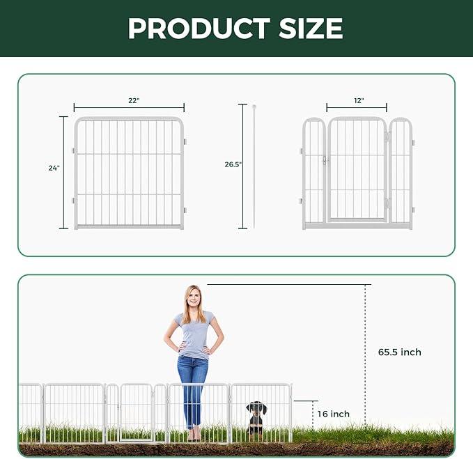 FXW Garden Fence Outdoor for The Yard – 24in x 15.2ft Heavy Duty Metal Animal - Image 4