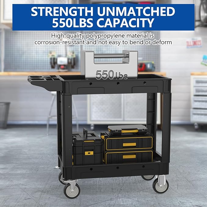 550LBS Utility Cart, 2-Tier 40x17 Inch Utility Cart - Image 6