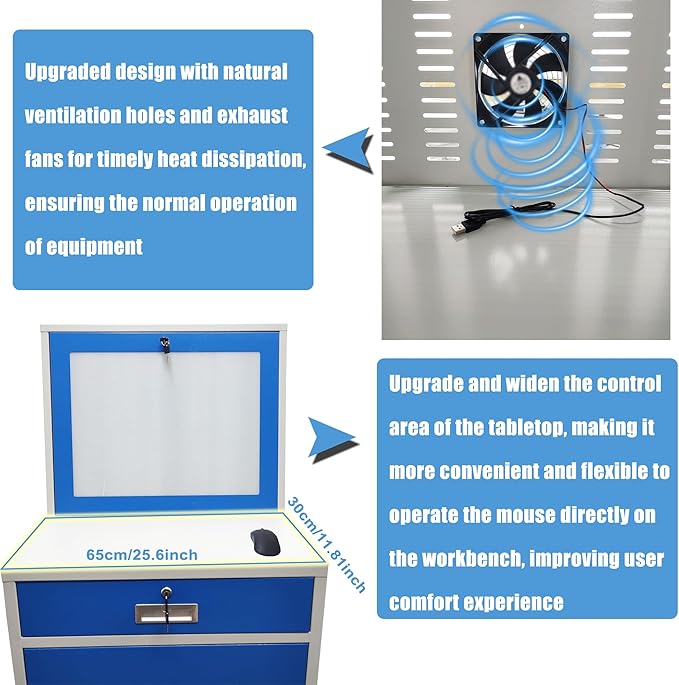 Industrial PC Enclosure Computer Security Cabinet Lockable Detachable Steel - Image 4