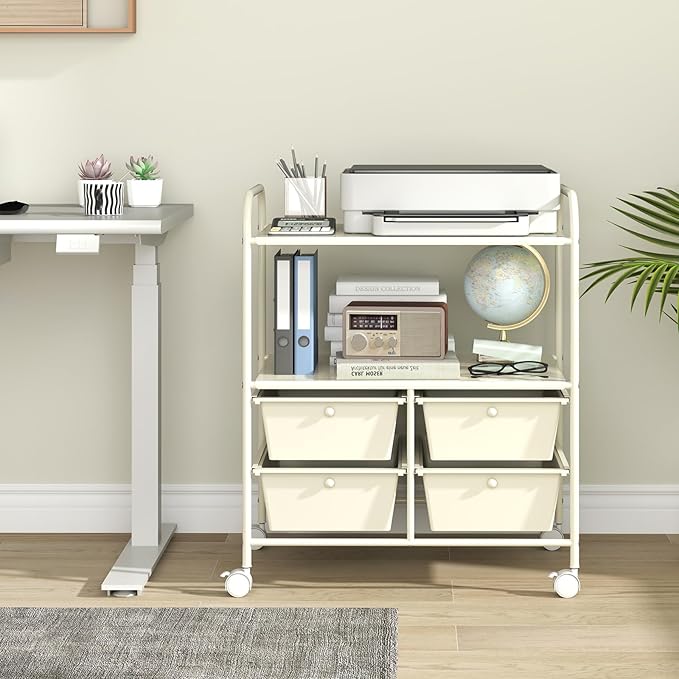 Giantex Rolling Storage Cart w/ 4 Drawers 2 Shelves Metal Rack Shelf Home - Image 2