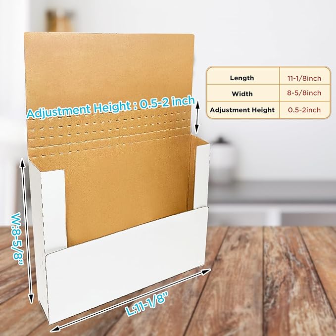 50 Pack, Wonfer Letter Size Corrugated Mailer, 11 1/8 x 8 5/8 x 2'', Easy-Fold - Image 2