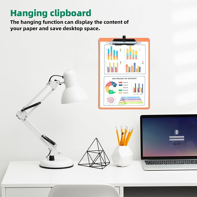 Orange Clipboard with Pen Holder, Hanging Clipboards Holds 8.5x11 Inch Papers - Image 6