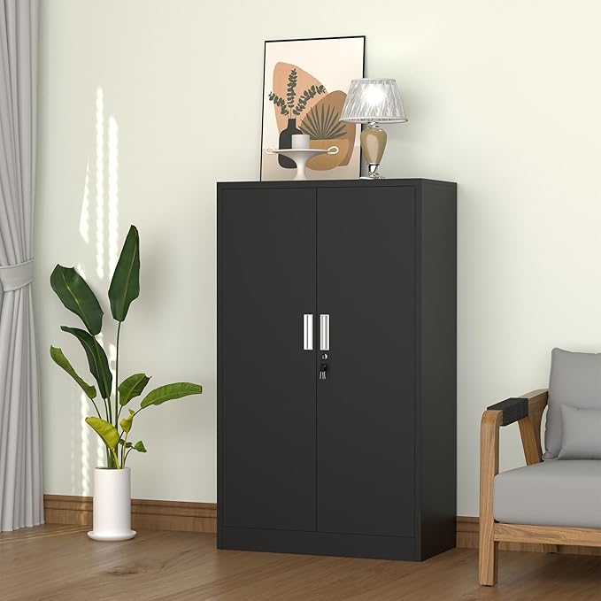 Metal Storage Cabinet with Locking Doors and Adjustable Shelves, 53.5-Inch Tall - Image 2