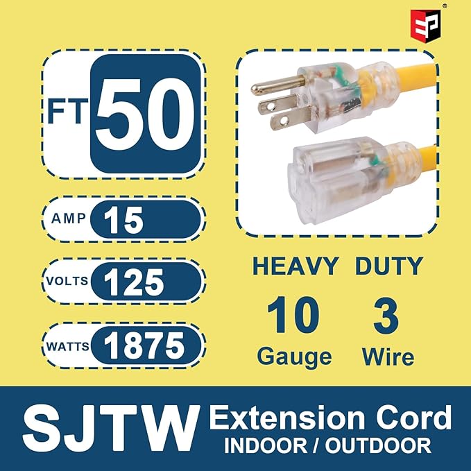 EP 50 Ft Lighted Outdoor Extension Cord - Image 2