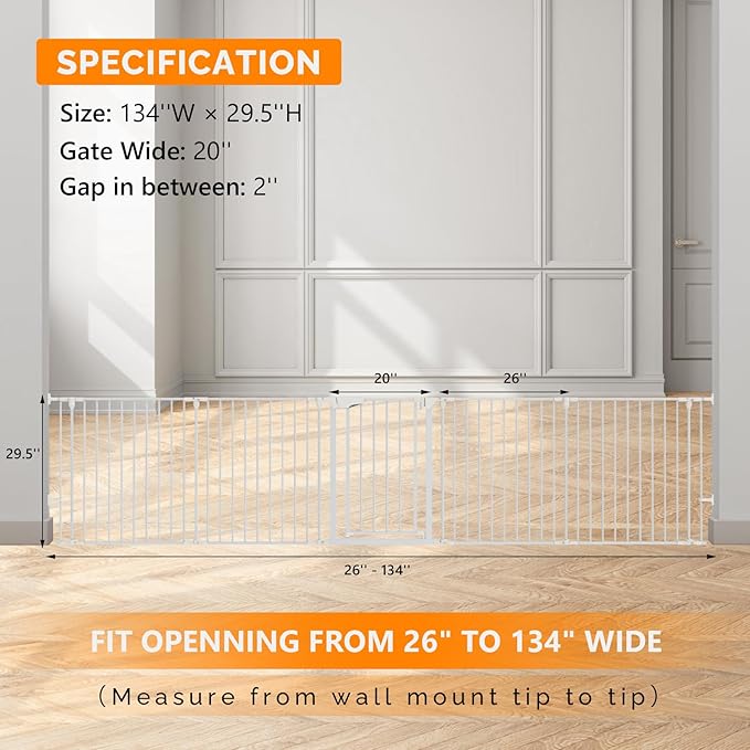 Bonnlo 120-Inch Wide Metal Baby Safety Fence/Play Yard Adjustable Fireplace - Image 5
