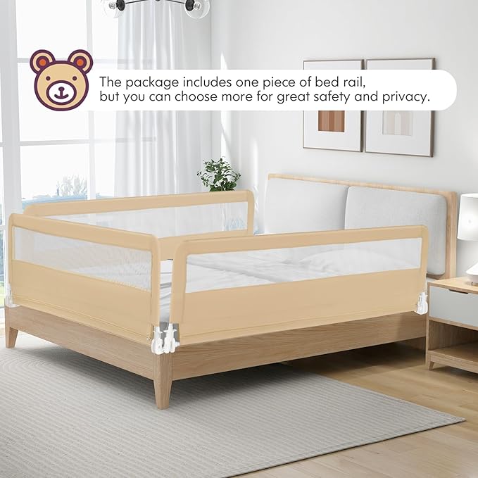 BABY JOY Bed Rails for Toddlers, Upgraded Swing Down Bed Guard w/Safety Strap - Image 8
