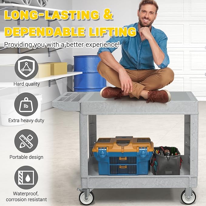 Heavy Duty Plastic Utility Cart - Image 3