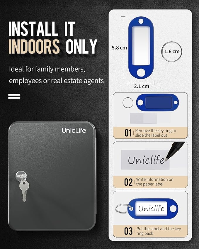 Uniclife 48-Key Steel Key Cabinet - Image 7