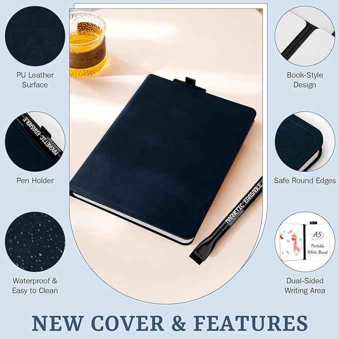 8.4" x 6" Portable White Board Dry Erase Notebook, PU Leather Shell Double - Image 6