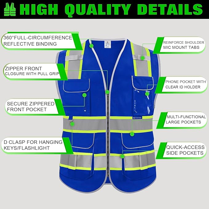 BeautyWill Custom Logo 10/20 Pack Safety Vest Class2 High Visibility Vest - Image 6
