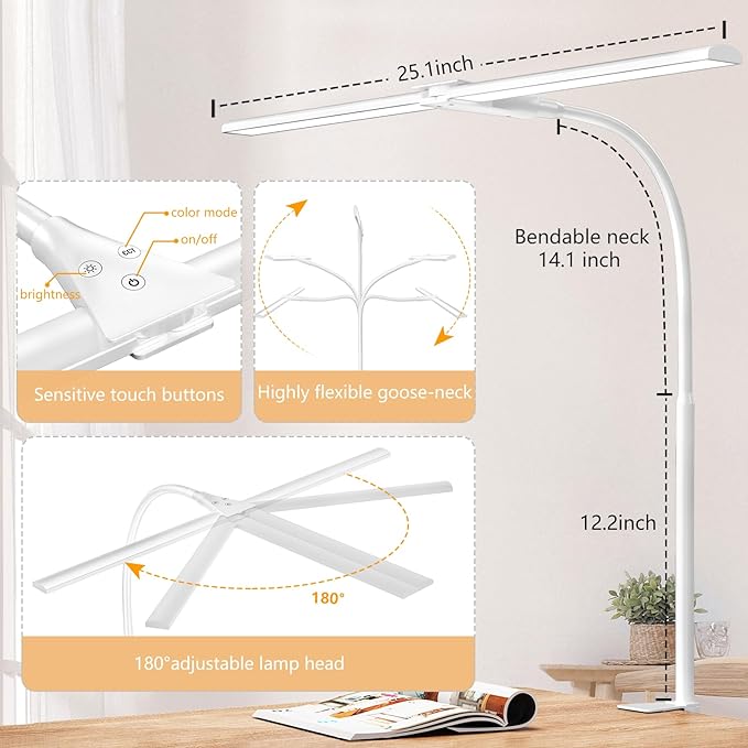 EppieBasic LED Double Head Architect Lamps, Extra Bright Workbench Office - Image 5