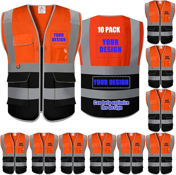 BeautyWill Custom Safety Vest Customized Logo Class 2 High Visibility by BeautyWill