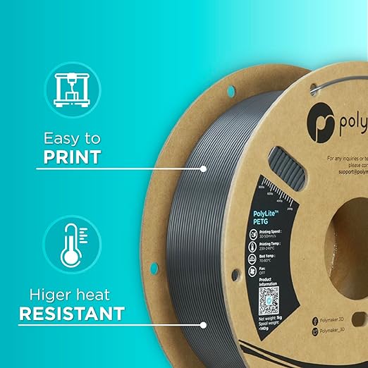 Polymaker PolyLite Dark Grey 3D Printer PETG Filament 1.75mm 1kg, Legacy PETG - Image 5