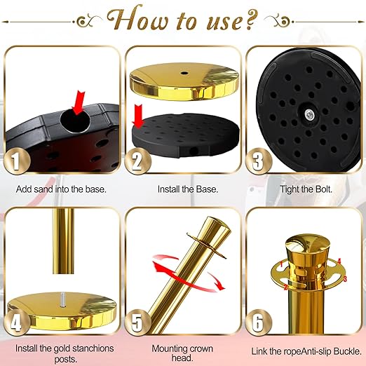 4PCS Top Crown Decoration Gold Stanchions Posts - Image 6